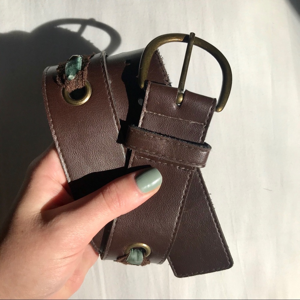 Faux leather embellished waist belt